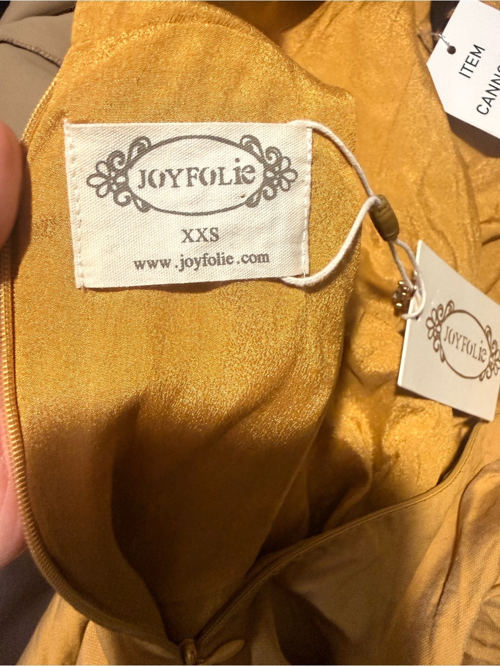 Joyfolie Mustard Yellow Lace Halter Maxi Dress Sz XXS NWT Open Back Boho - Picture 11 of 16
